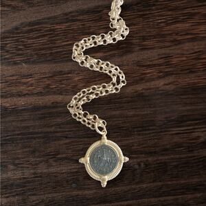 Matte Gold Horse Coin Necklace • Equestrian Jewelry • Adjustable 19" Rolo Chain